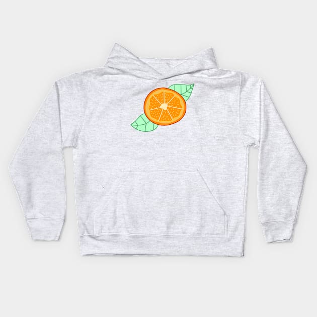 Orange Slice With Leaves Kids Hoodie by saradaboru